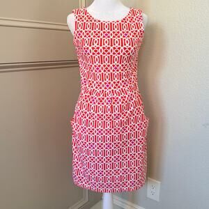 Jude Connally Mary Pat Coral Red Chain Link Dress XS